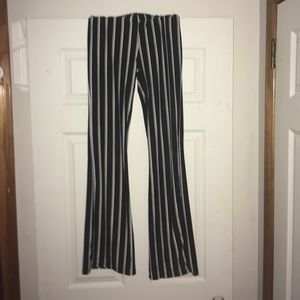 Striped bell bottom leggings